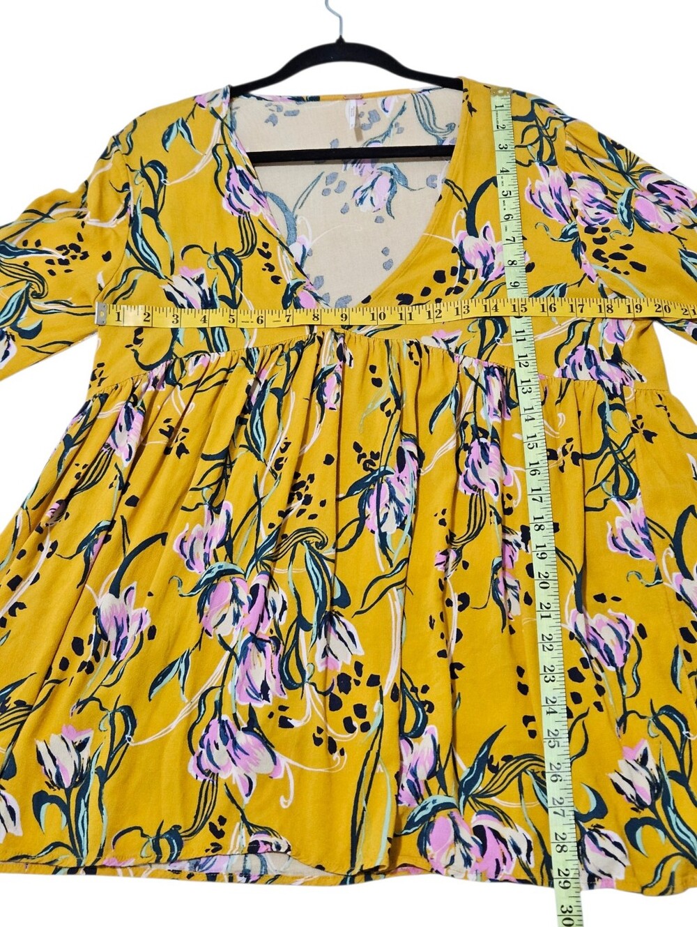 Free People Bella Golden Yellow Floral Print Tunic M - Picture 13 of 15